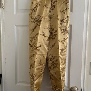 🧡Renato Nucci Gold Floral Pants – Made in France– Size 38 – Elegant
